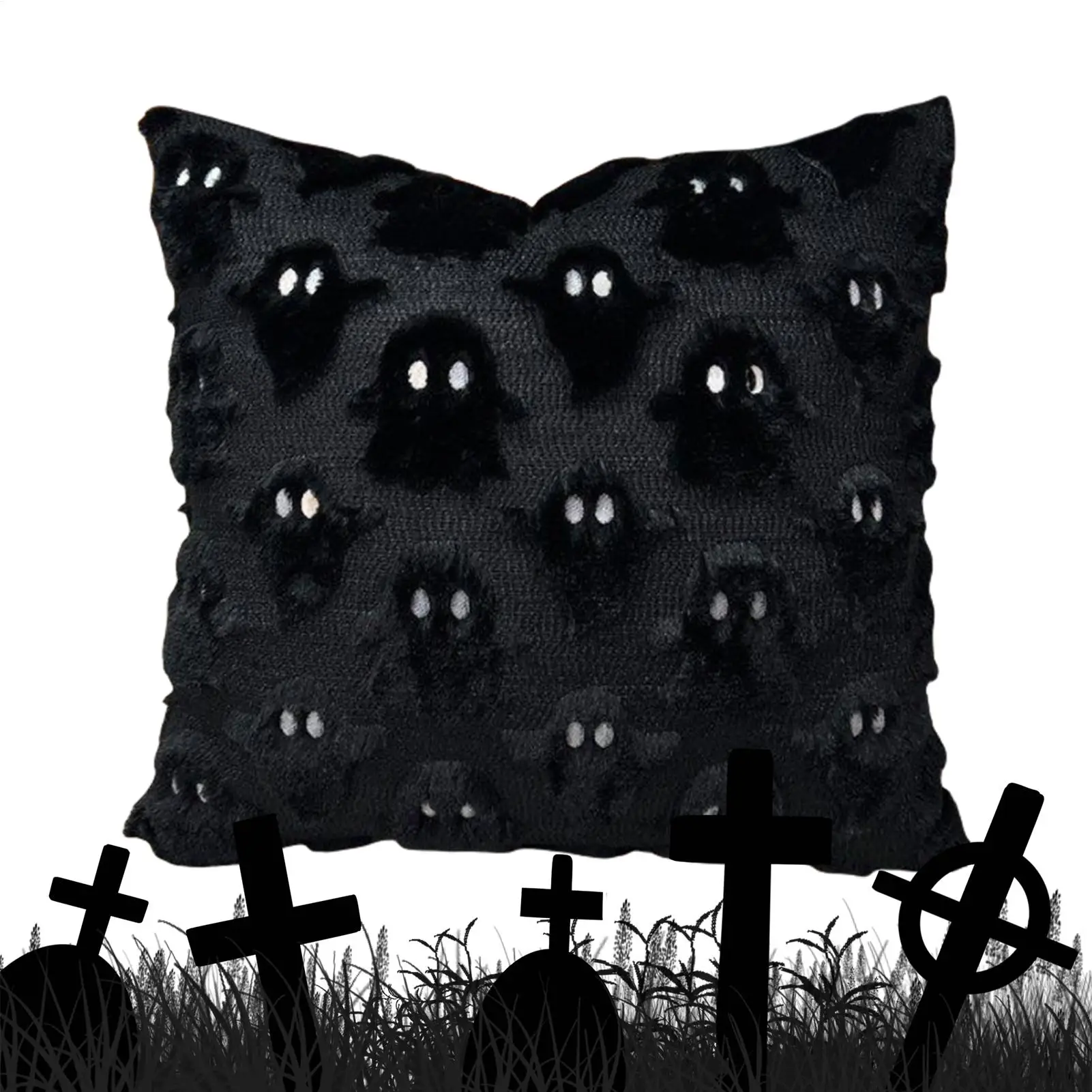 

Halloween Ghost Pillow Covers Spooky Decorative Pillowcases Couch Chair Sofa Throw Cushion Cover for Feastival Photo Backdrop