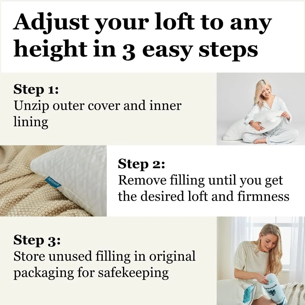 Adjustable Memory Foam Pillow with Temperature Control, Hypoallergenic and Machine Washable Cover