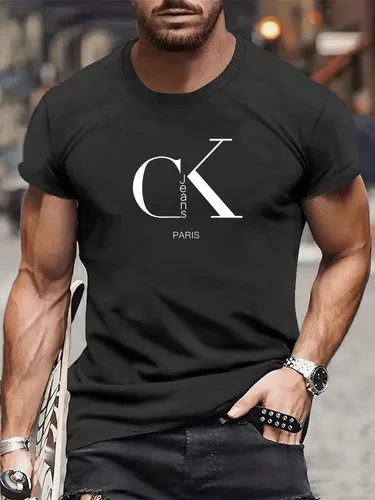 Imagen 2 del producto Camiseta de manga corta estilo callejero con cuello redondo y estampado de letras de dibujos animados a la moda de marca lujosa, top Y2K de verano a la moda para hombres