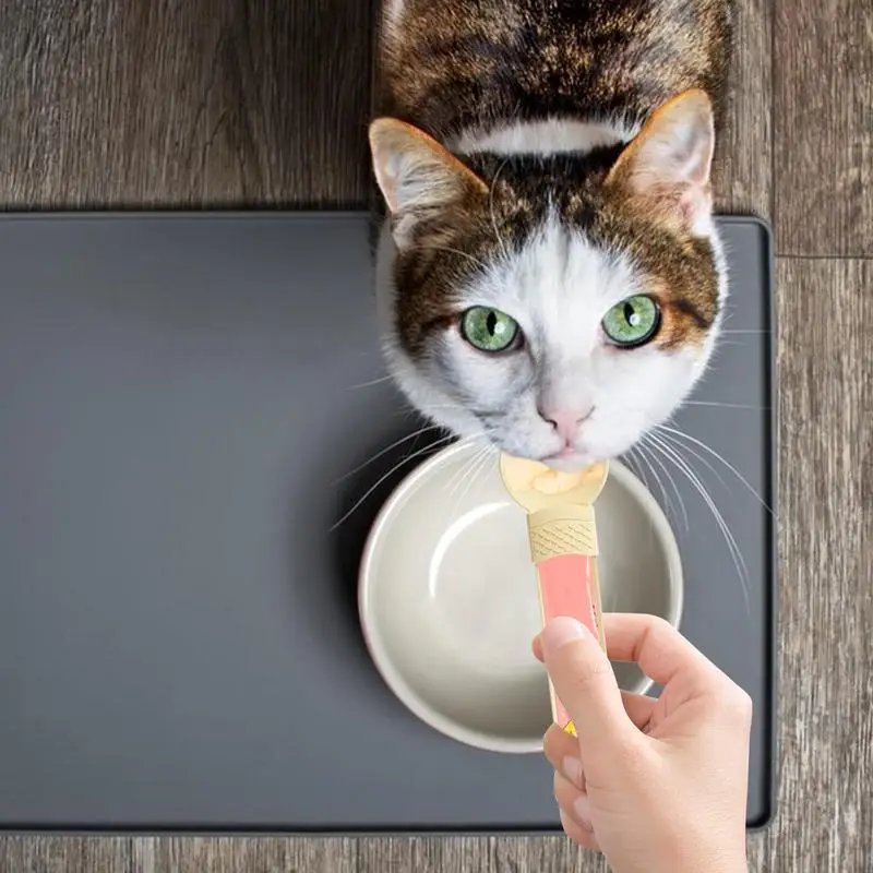 Cat Treat Squeeze Spoon Cat Treat Dispenser Cat Treat Supplies Sliding Strip Squeeze Cat Feeder For Pet Liquid Snack Feeding