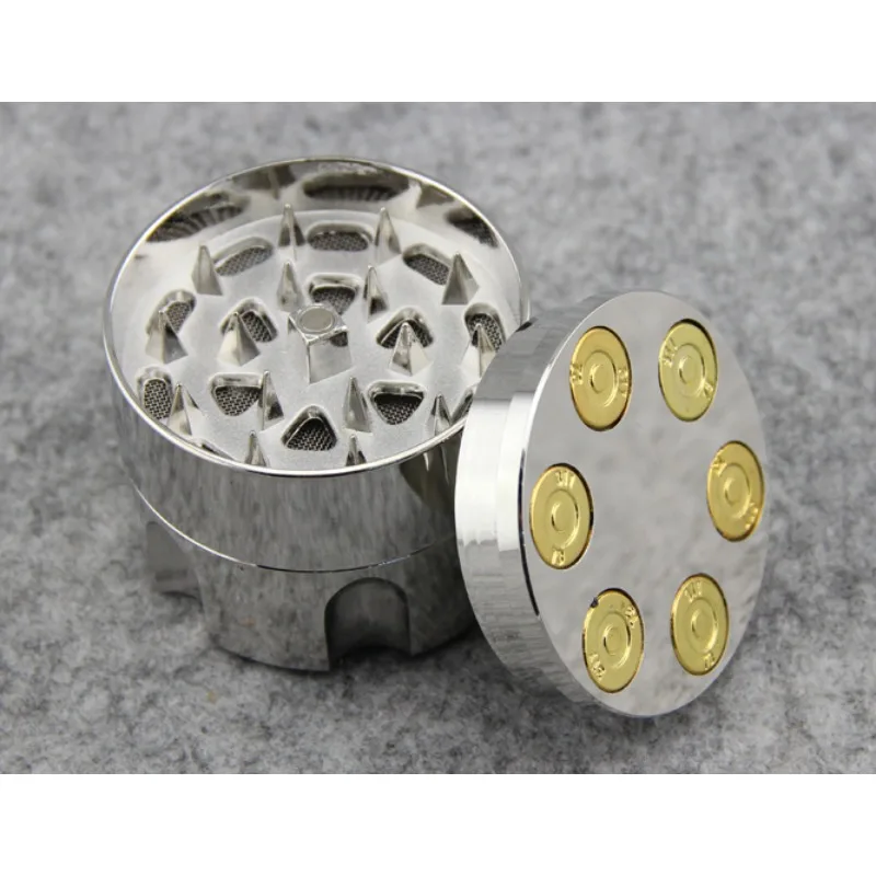 

Creative metal smoke grinder hand-turning diameter 40mm height 42mm medium three-layer portable smoke grinder silver