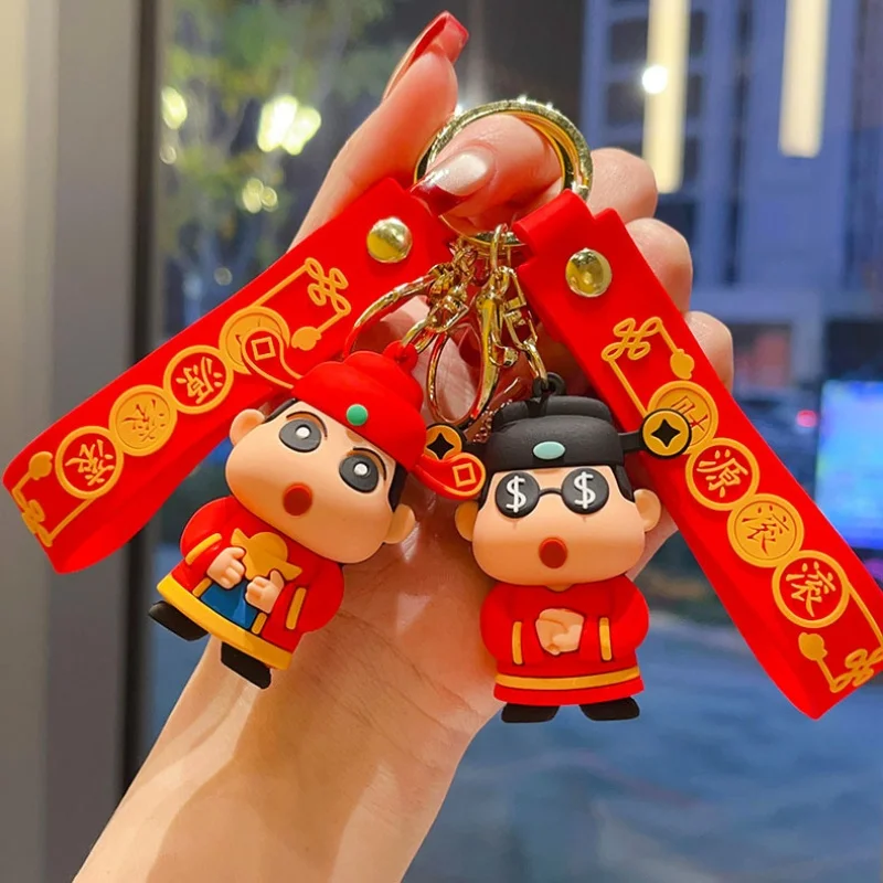 New Year's Wealth Cross dressing Crayon Shin chan Keychain Abundant Money Shin chan 3D Doll Pendant Small Gifts