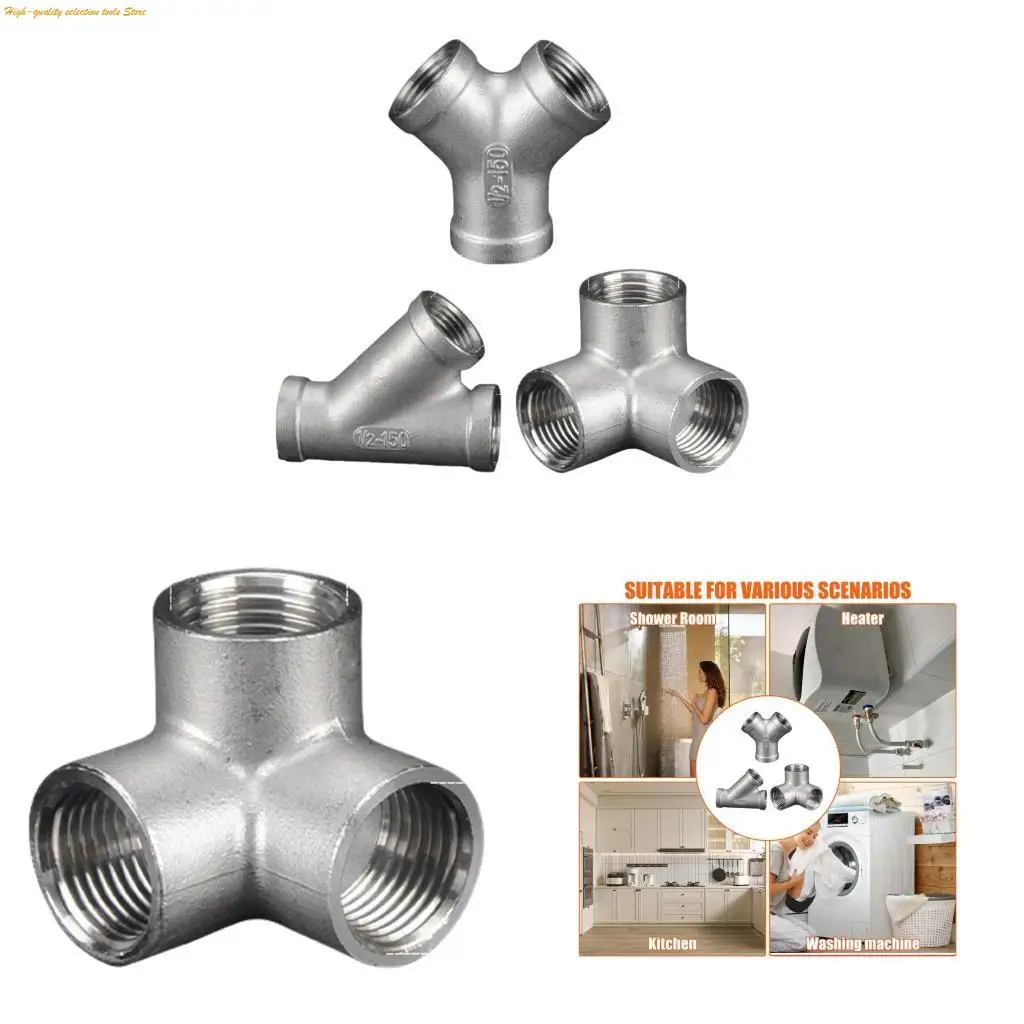 203F 304 Stainless Steel Tees Joint Pipe Fittings Suitable for Kitchen & Garden Applications Multiple Directions Home Repairs