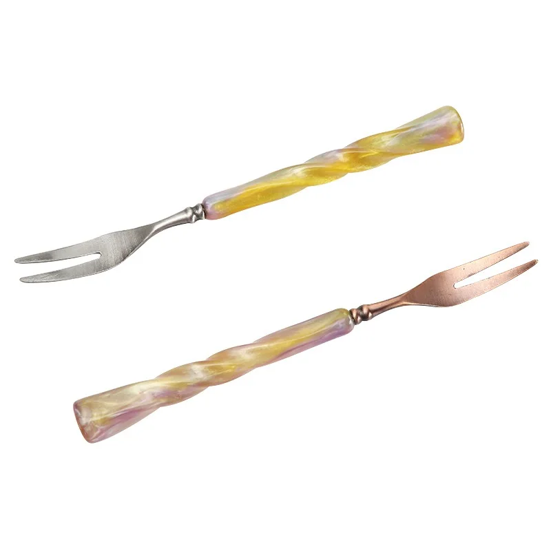Resin Twist Handle Waterpipe Fork Metal Fork Hookah