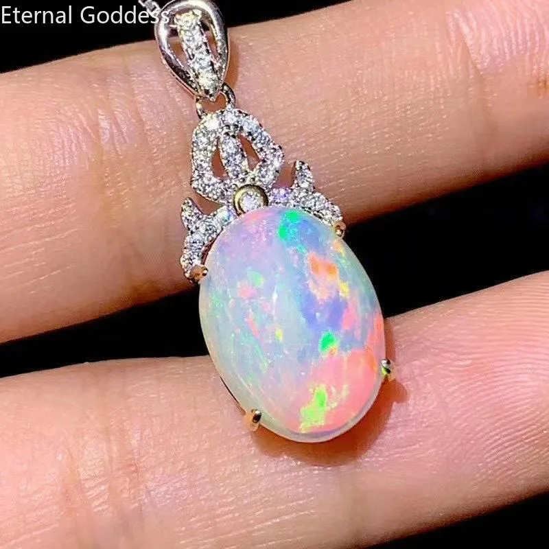 925 Silver Natural Opal Women's Necklace Color Change Effect 10*12mm Wedding Jewelry Luxury Jewelry Free Shipping