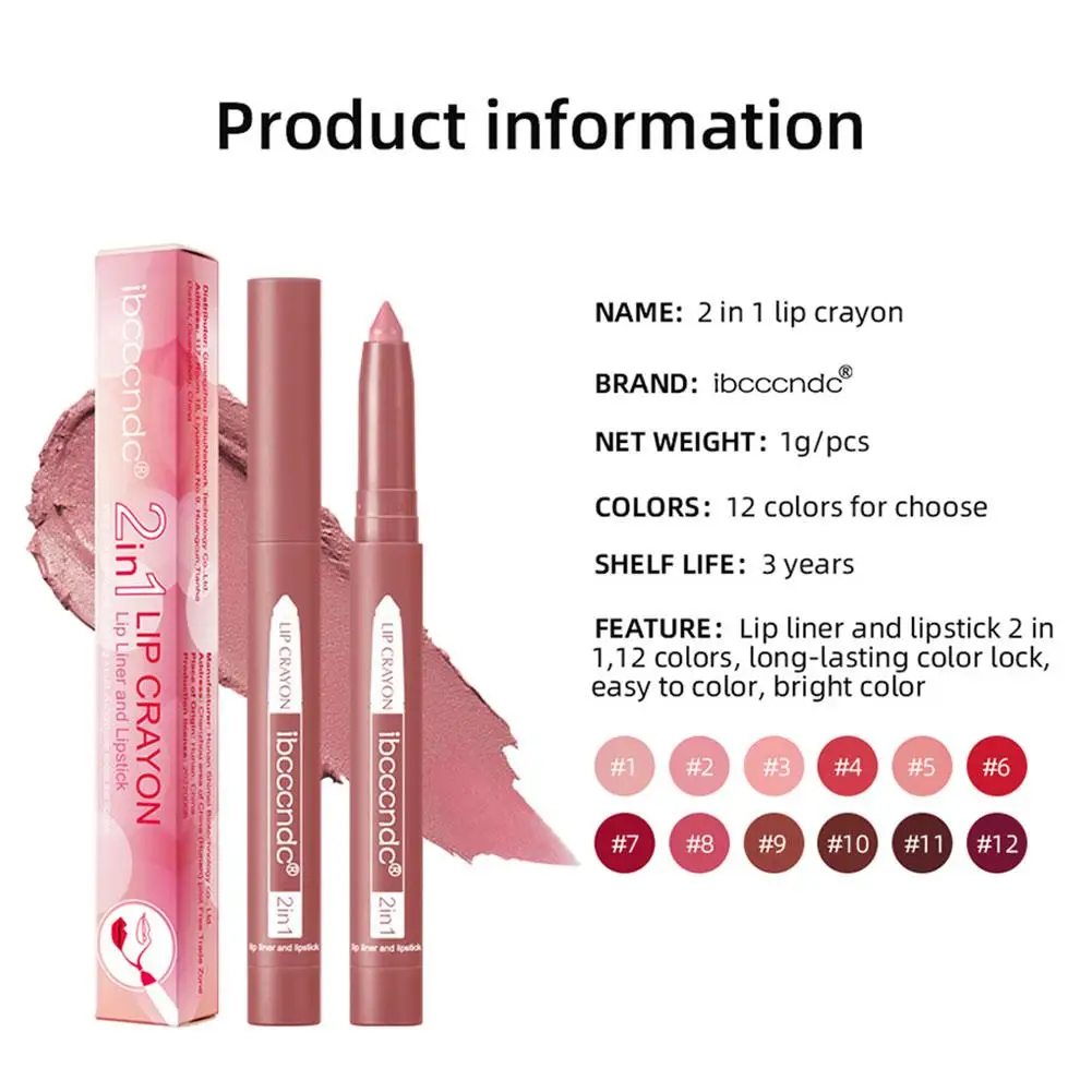 Waterdichte Matte Lipliner Potlood Sexy Rode Contour Tint Lippenstift Aanhoudende Anti-Stick Cup Hydraterende Lippen Make-Up Cosmetica 12 Kleur