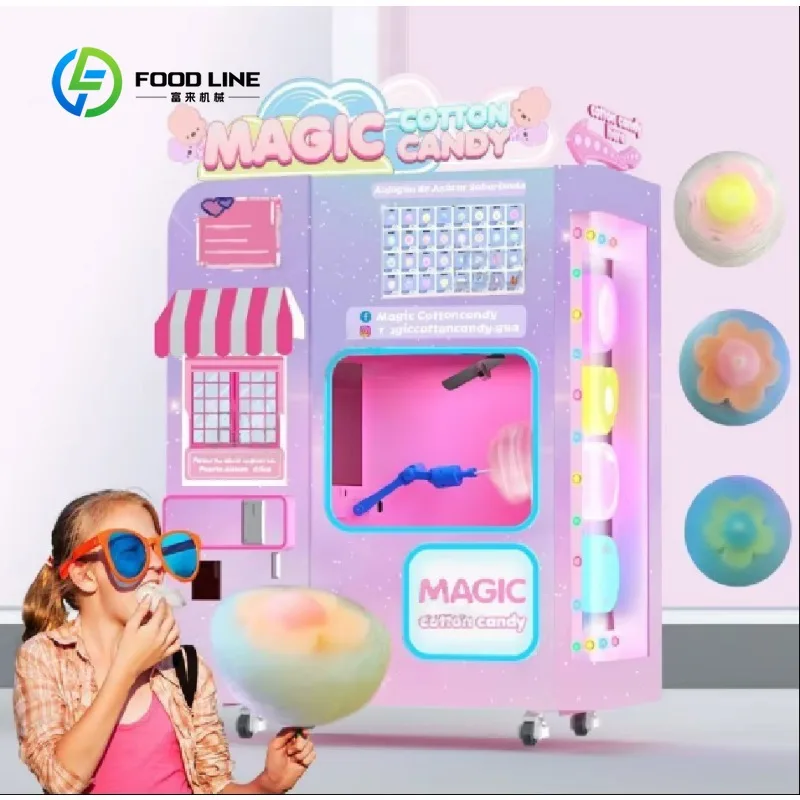 Customized Robot Automatic Indoor Outdoor Cotton Candy Maker Factory Priced Commercial Milk Corn Floss Vending Hot Selling