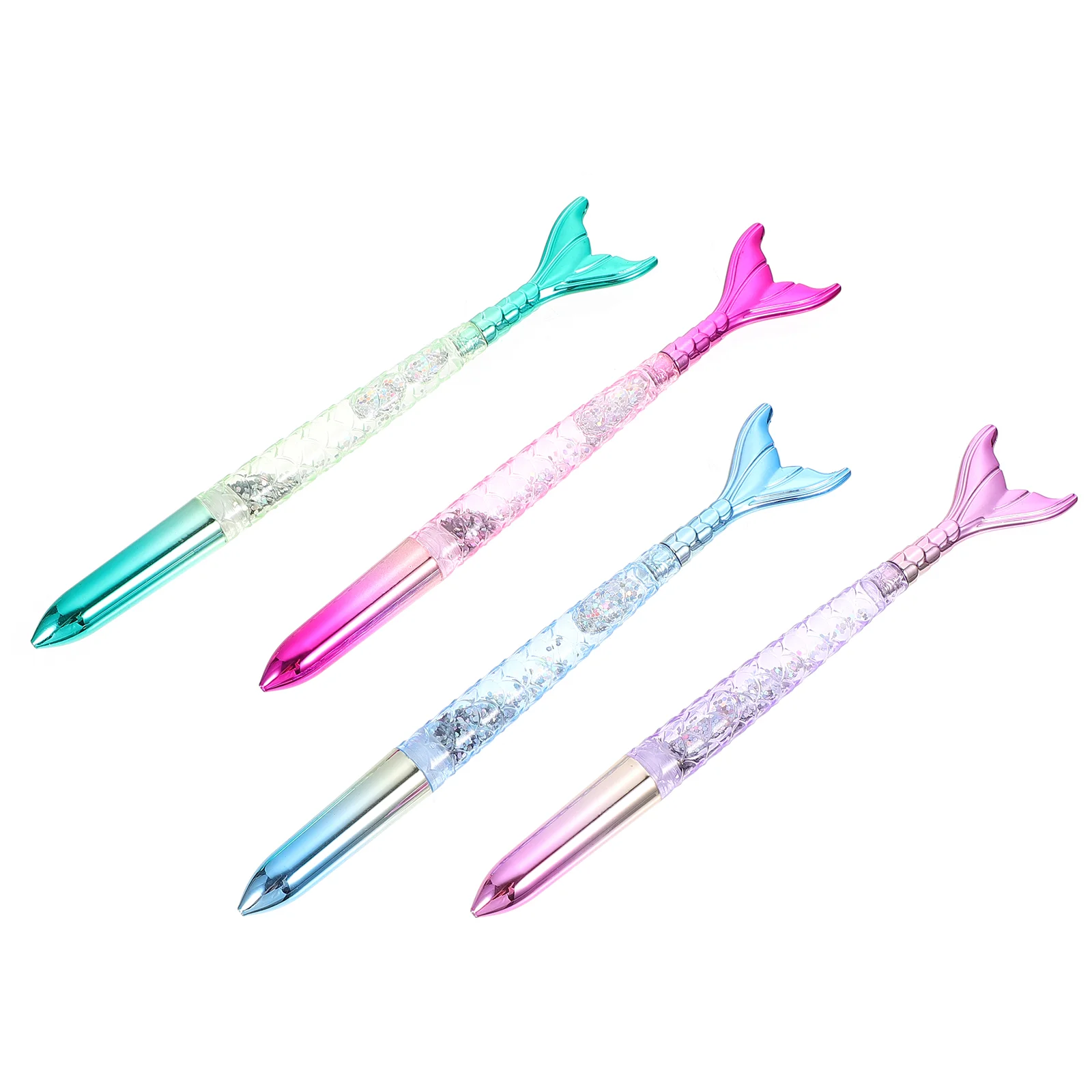 

4 Pcs White Gel Mermaid Ballpoint Pen Student Stationery Signing Pens Blue Ball-point Office