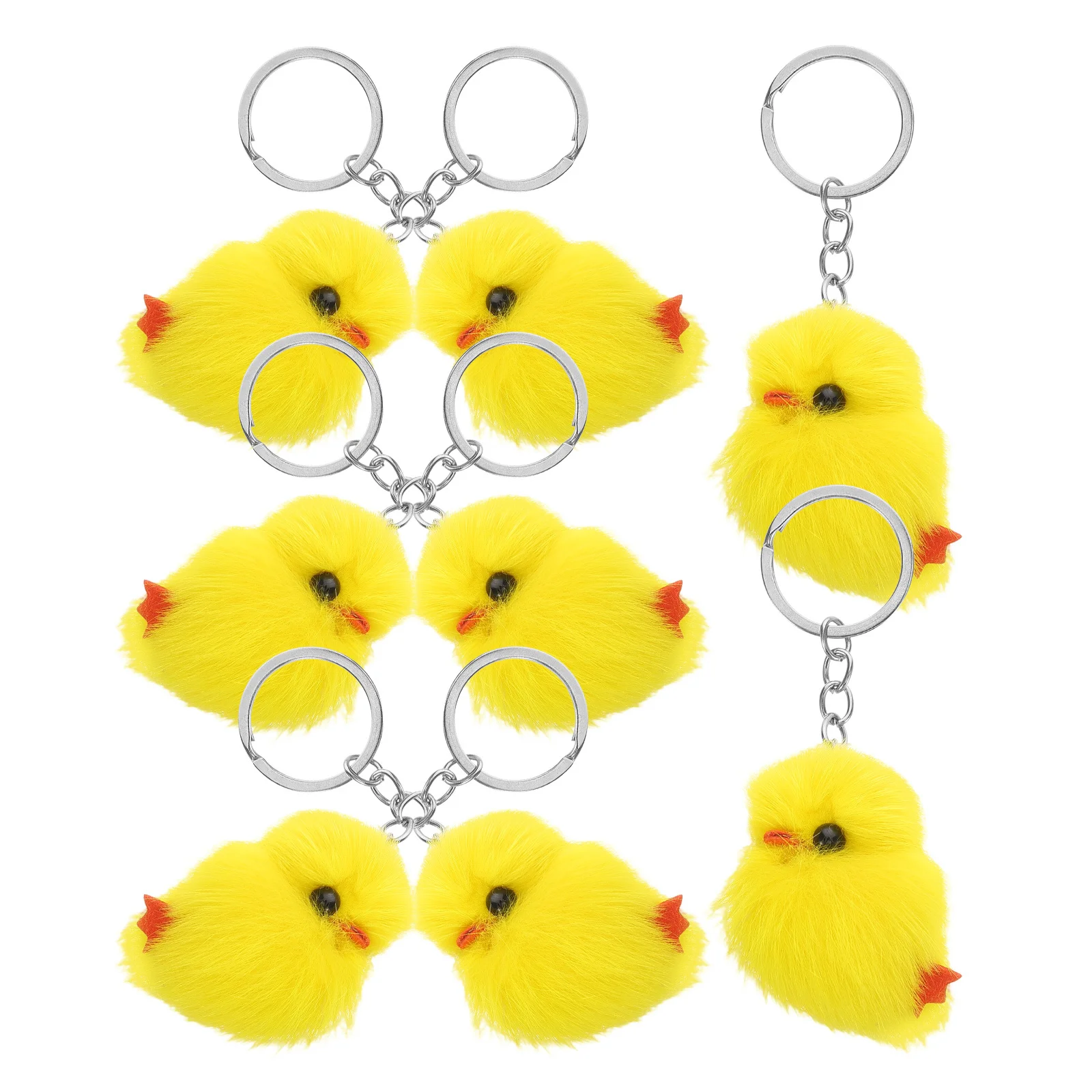 8 stuks schattige mini gele kuiken sleutelhanger zachte gevulde tas charme autosleutels portemonnee accessoires paas feestartikelen kip sleutelhanger