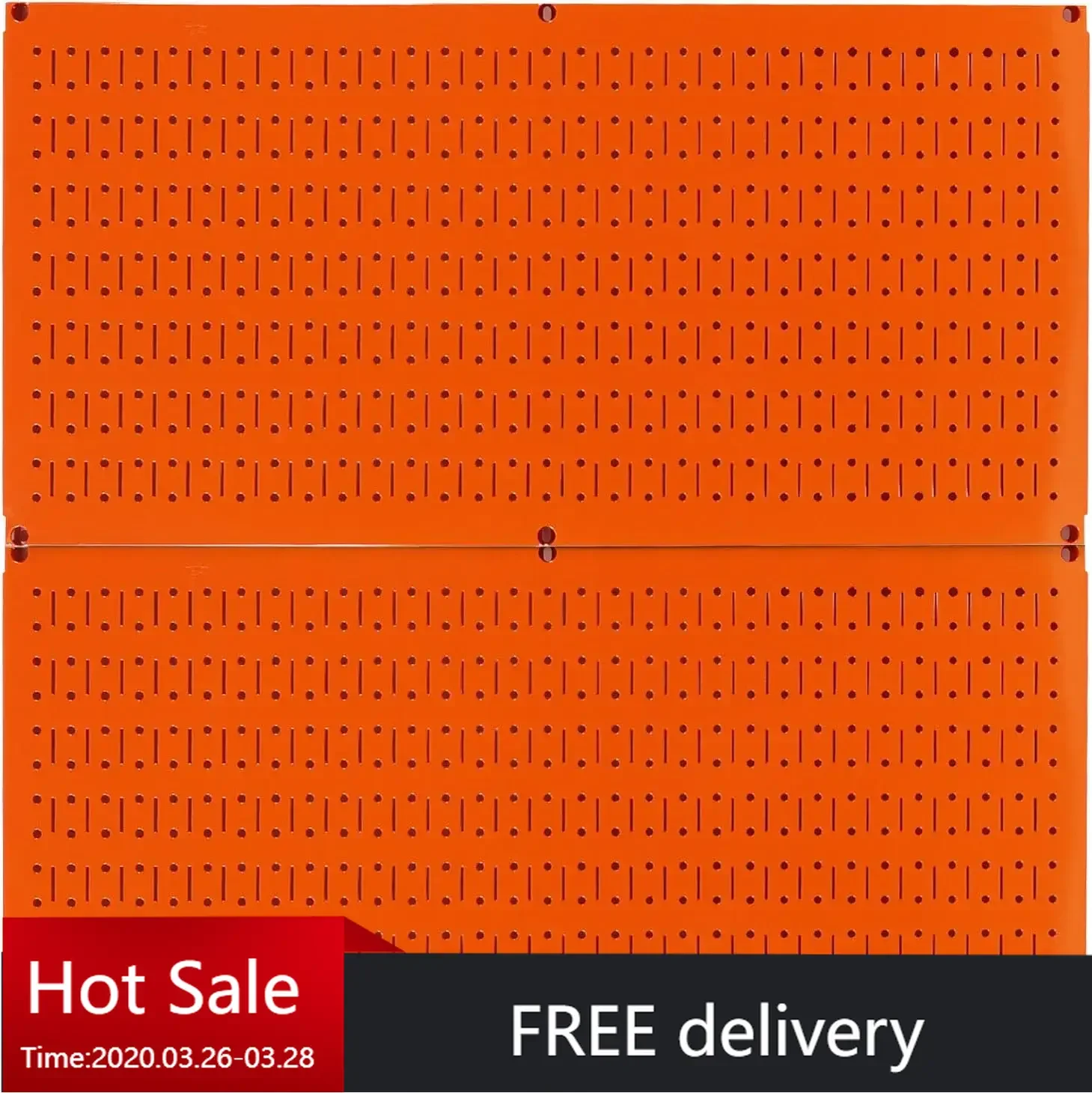 Wall Control Pegboard Rack Horizontal Metal Pegboard Garage Tool Storage Pack - Two 32-Inch Wide x 16-Inch Tall (Orange)