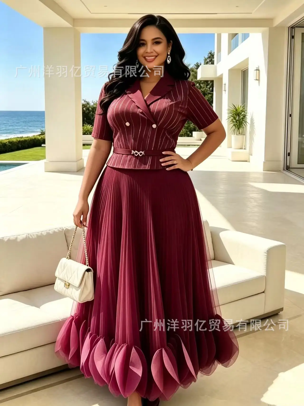 ANLAN Miyake Pleated Short Sleeve Dress 2026 Summer New Fashion Elegant Suit Collar Waist-Cinching Elastic Women's Dresses 2AN69