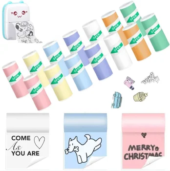 Mini Printer Thermisch Papier Kleurrijke Etiketsticker Zelfklevend Thermisch Drukpapier Inktloos Afdrukken Foto 57X25Mm