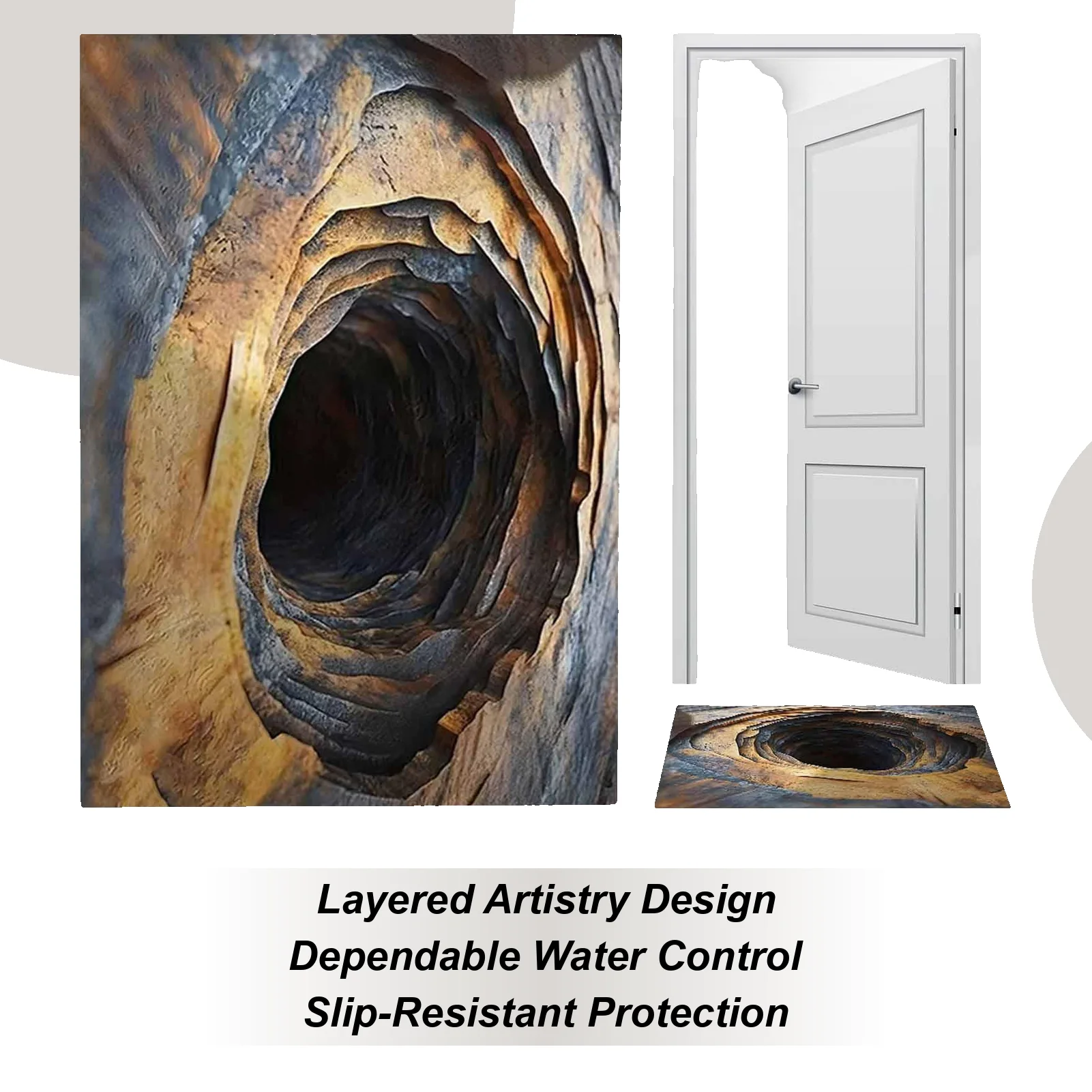 

Entryway Area Rug Absorbent Realistic Indoor Carpet 3D Hole Entrance Rug For Bedroom Study Guesthouse Front Door Sofa Side Dorm