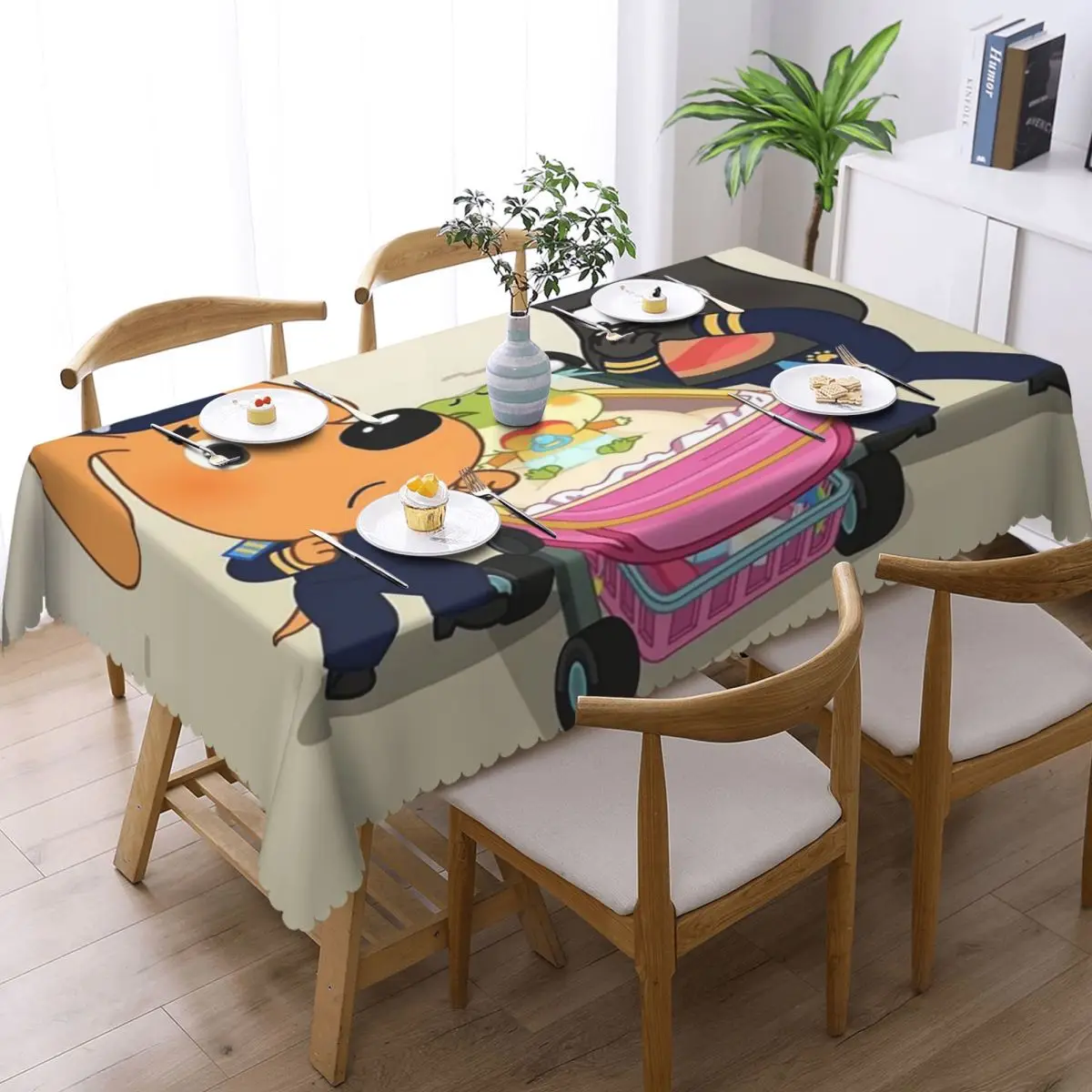 Sheriff Labrador Custom Rectangular Tablecloth Waterproof Table Cover for Festival Party Decorations Table Cloth