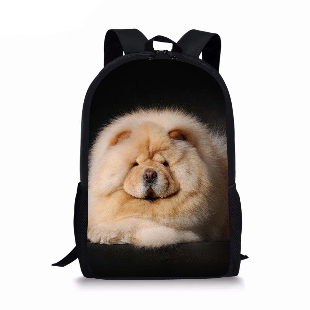 Kawaii Chow Dog Print Student School Bag Teenager Daily Casual Backpack Boys Girls Book Bag Women Men Travel Storage Rucksack