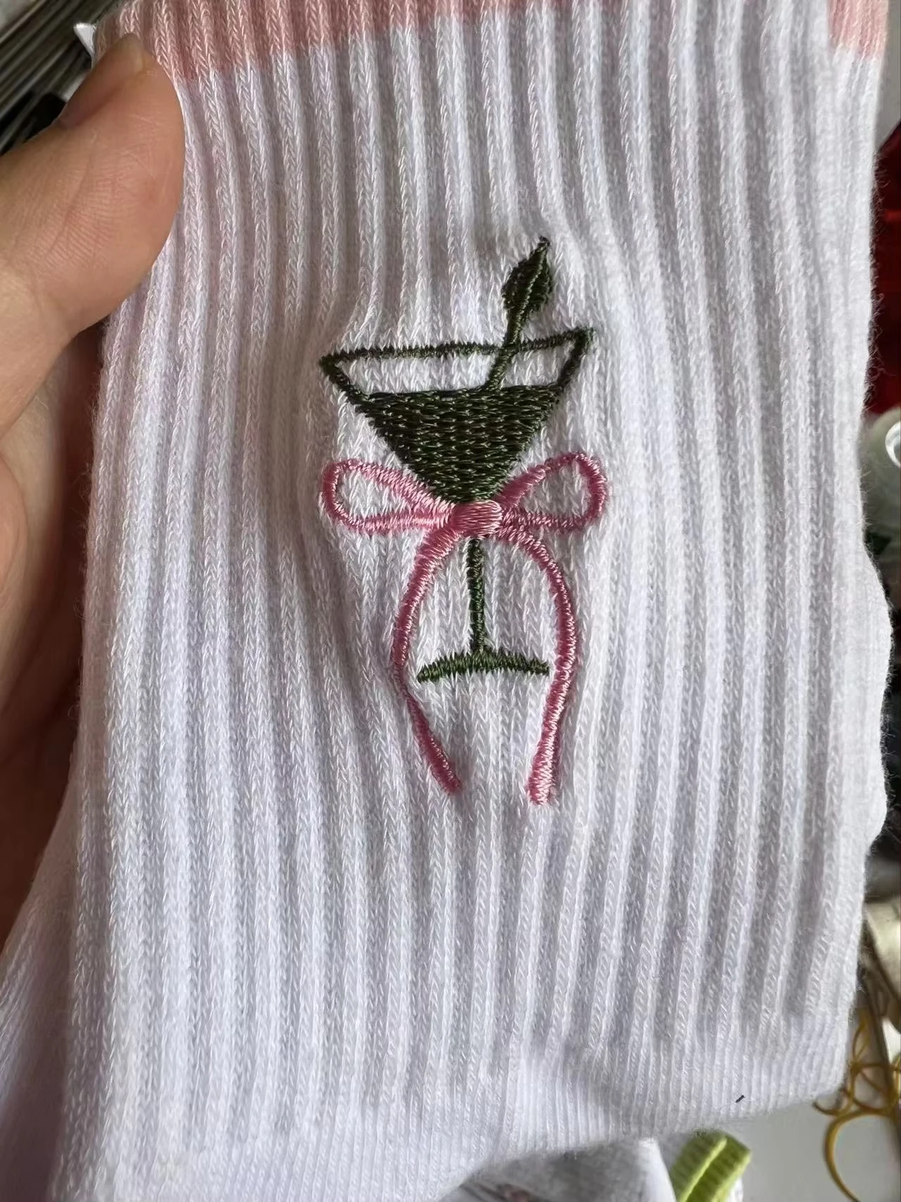 Wholesale Non-slip Pink Socks Custom Logo Embroidered Ruffled High Quality Yoga Grip Pilates Socks