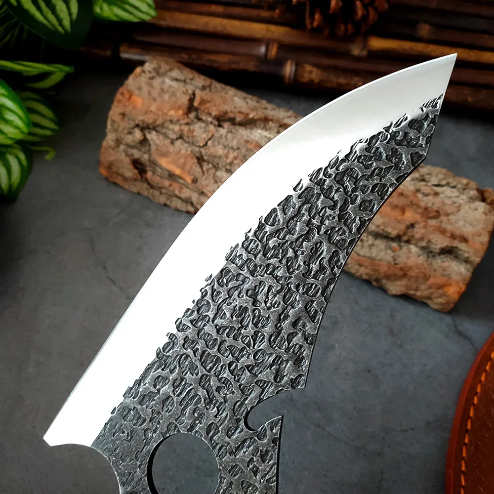 Professional 8'' Boning Knife Handmade Forged Chef Kitchen Knives Sharp Meat Cleaver with Cover Stainless Steel Hunting Knife