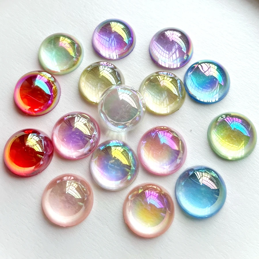 25pcs16mm semi-circular AB color crystal rhinestone DIY jewelry making resin flat back decoration wedding decoration scrapbook