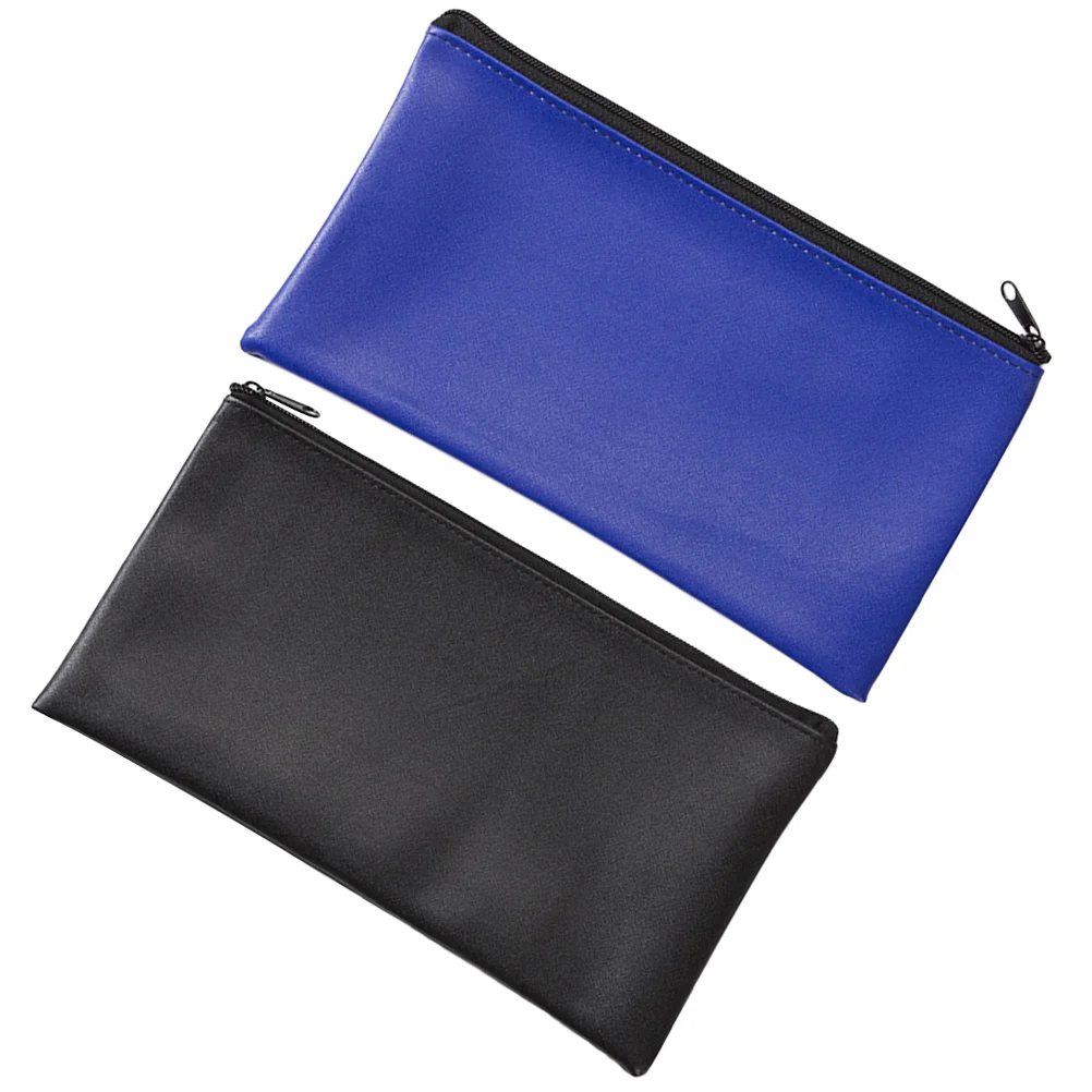 

2 Pcs Waterproof Deposit Bag Zipper File Pouch Pouches Bank Bags with Storage Folder Document Cash Office