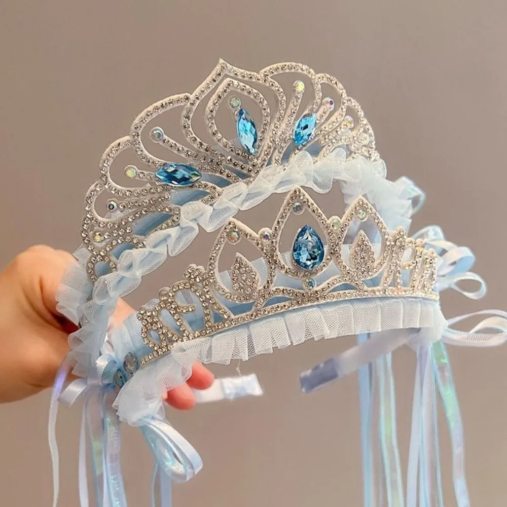 Mahkota Putri Biru Royal Berkualitas Tinggi Portabel, Aksesoris Fotografi Berkilau, Jepit Rambut Anak Perempuan, Headband Berhias Berlian Imitasi
