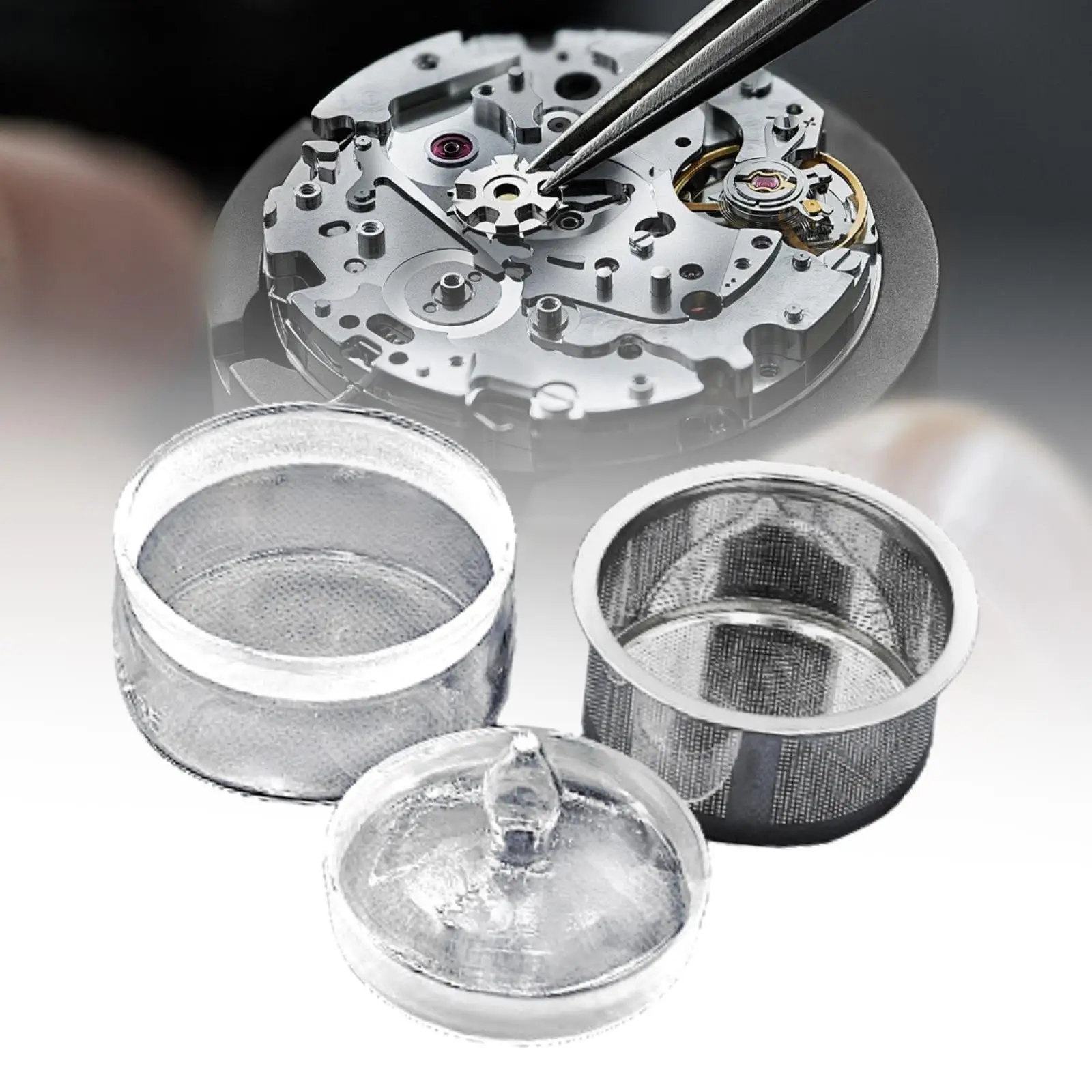 

Watch Repair Kit Watch Oil Cup with Stainless Steel Net Easy to Clean with Lid Watch Movement Cleaning for Worker Maintenance