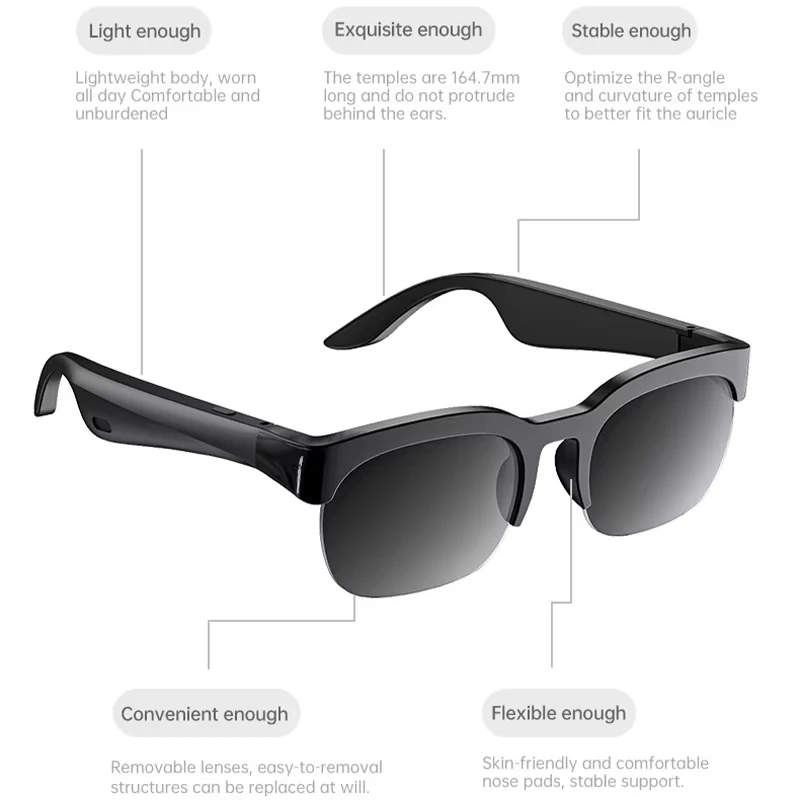 Lenovo NEW 8K 2400MP AI Smart Glasses Eyewear Bluetooth Conversation Translation Recording Listening To Music Smart Sunglasses image 5