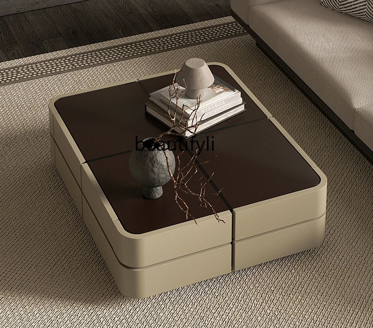 

s8617Italian Coffee Table Living Room Home Modern Minimalist Square Small Apartment Advanced Artistic Creative Storage Tea Table