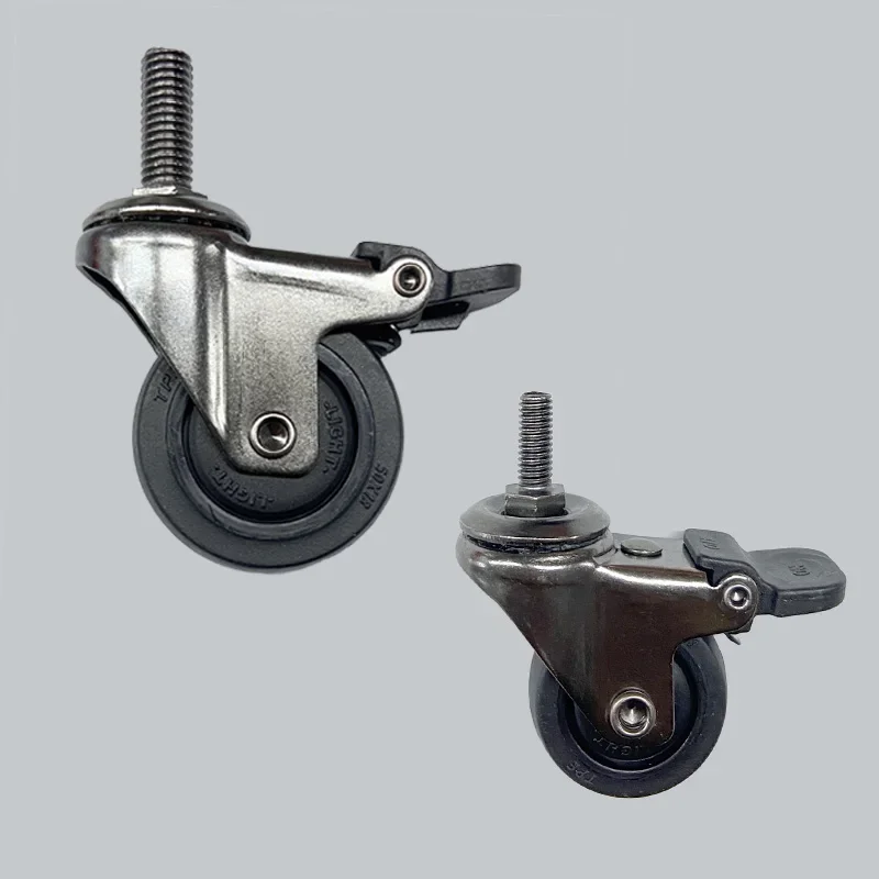 4Pcs - Threaded Stem Swivel Casters with M6/M8/M10 Mounting, Silent Rubber Wheels for Furniture - Smooth Rolling, Durable