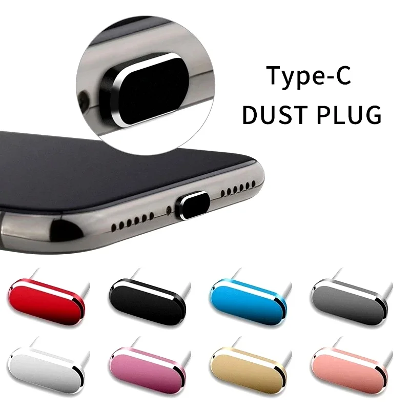Metal Type C Dust Plugs Cellphone Anti-dust Protectors for Apple iPhone 15 Pro Max/15 Plus/15 Samsung Dustplug