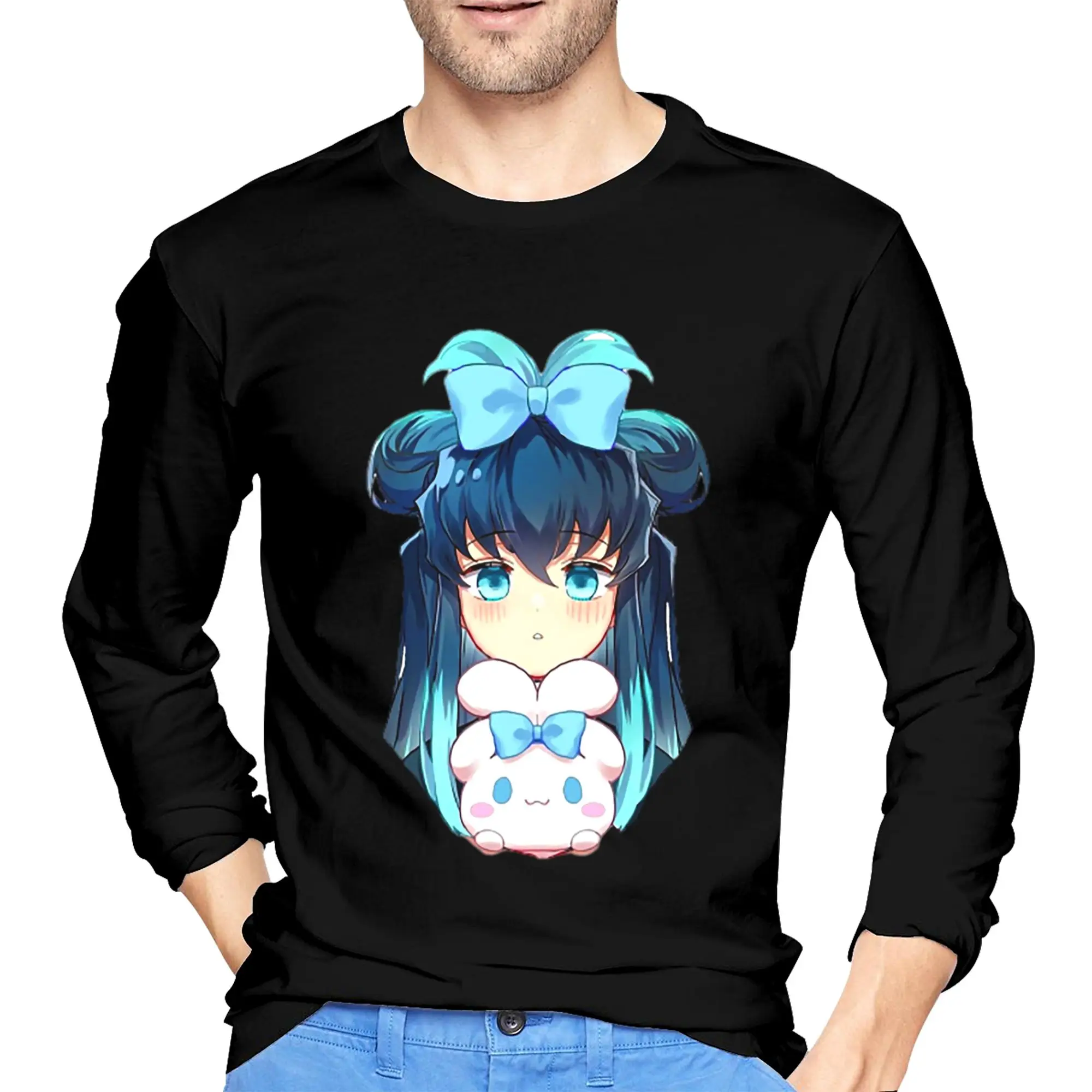 

Милая мужская футболка с длинными рукавами Muichiro Tokito, модные футболки с круглым вырезом, весенне-осенние мужские топы