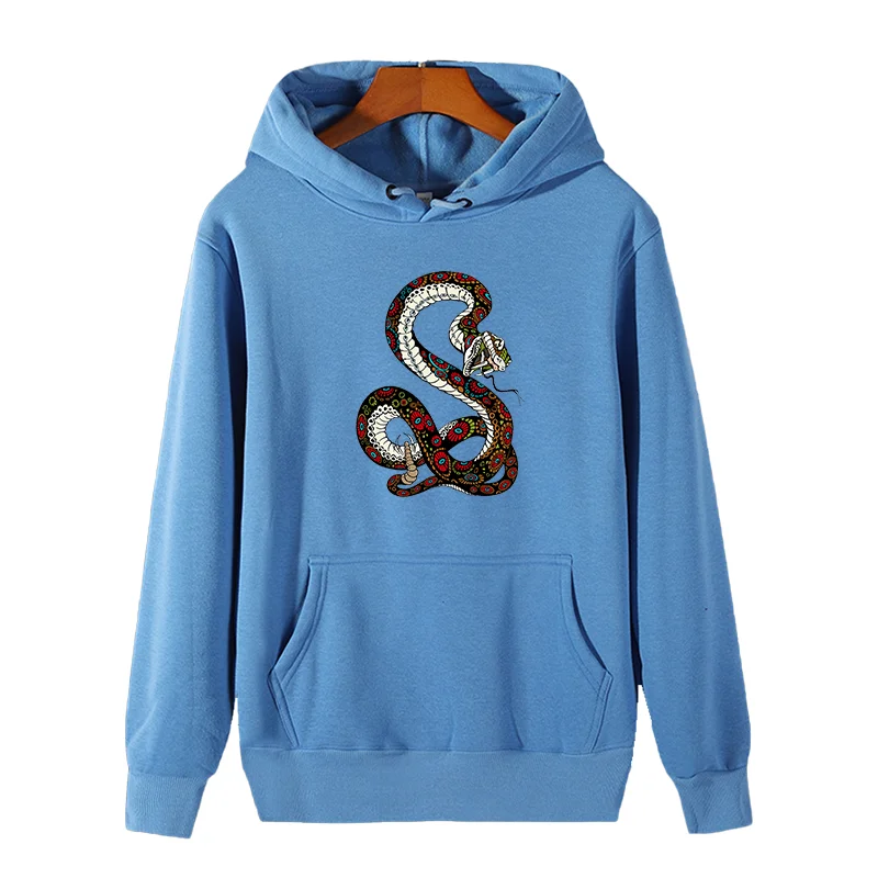 Rattle Snake fashion graphic Hooded sweatshirts winter thick sweater hoodie cotton fleece essentials hoodie Men's sportswear