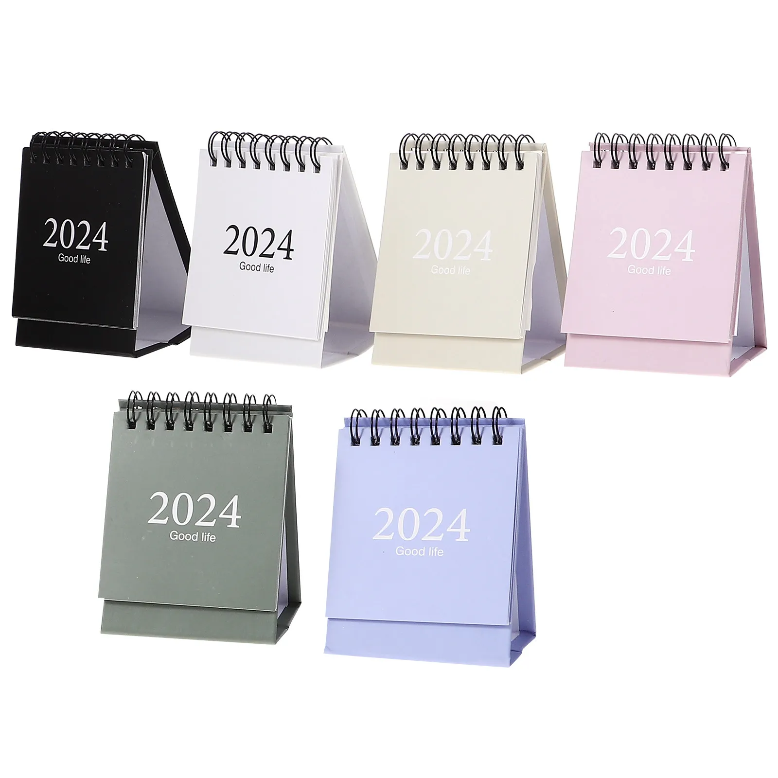 

6Pcs Mini Desktop Spiral Desk Calendar Simple Design Office Organizer Monthly Standing Planner Schedule Writing 2024