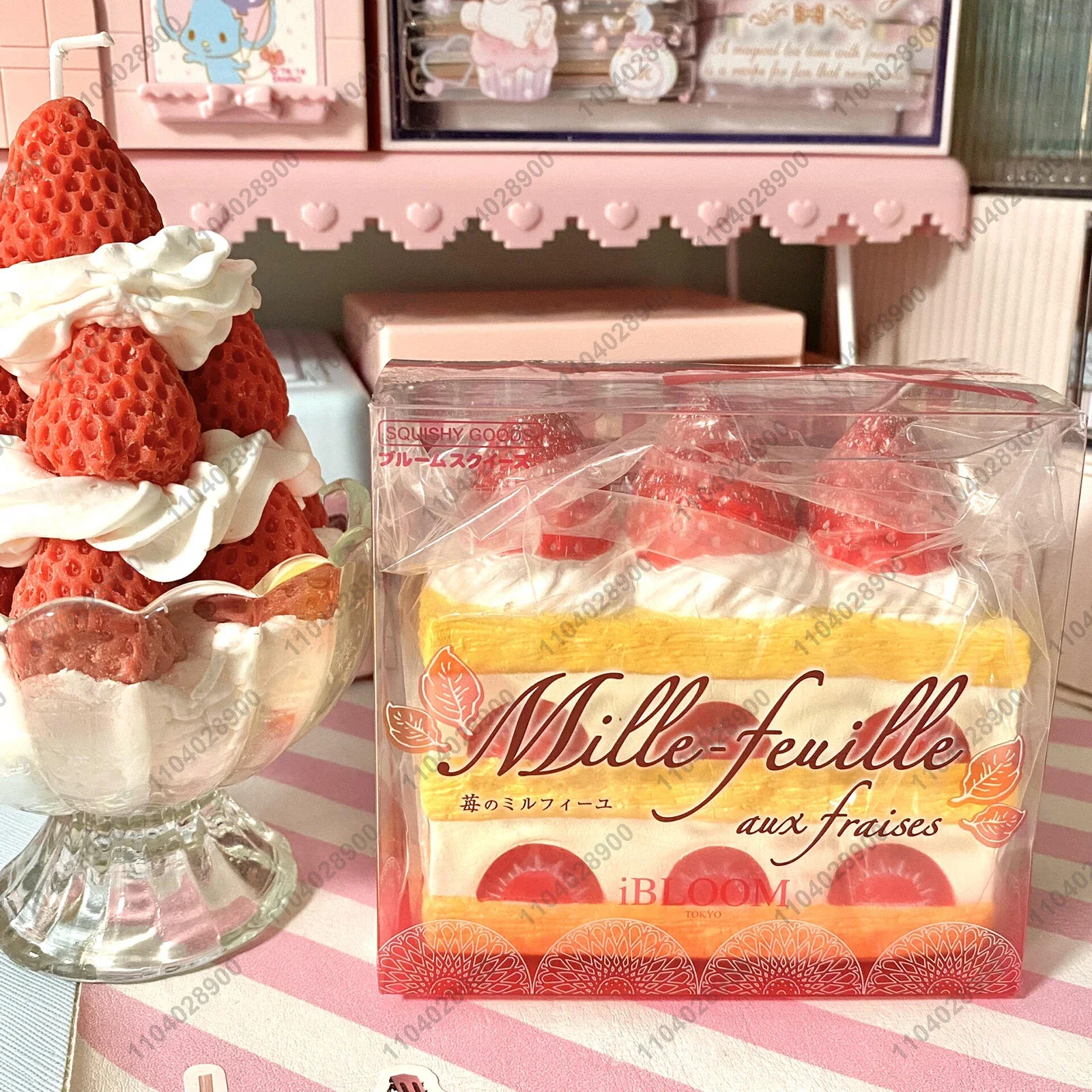 Strawberry Mille-feuille Cake Squishy Slow Rising Strawberry Tiramisu Cake Pastry Squeeze Toy Stress Release Hand Relax Toy