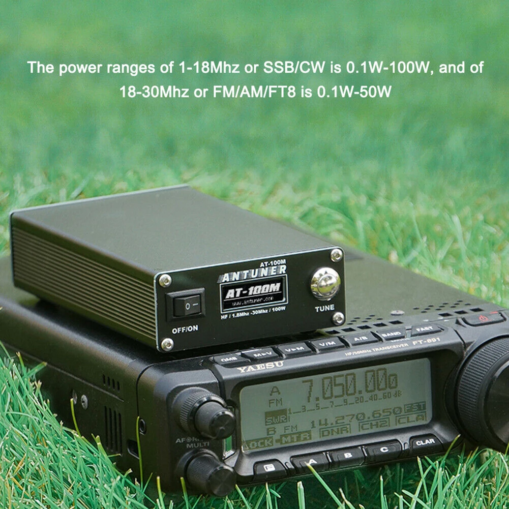 100W Antenna Tuner with Integrated Standing Wave Meter by ANTUNER AT100M for HF Radio Applications 1 8MHz 30MHz
