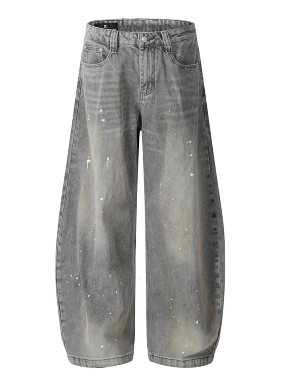 Retro American Distred Splaed Ink Baggy Jeans Loose Casual Men's Jeans Lazy Couple's Casual Pants Trendy Straight Leg Jeans