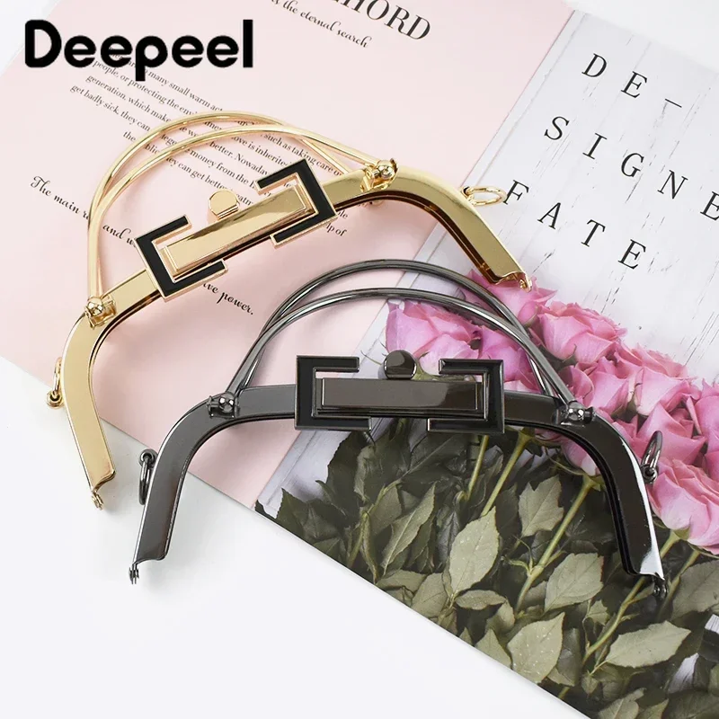 1Pc Deepeel 10*20.5cm Metal Purse Kiss Clasp Bag Lock Frame Buckle Wallet Handle Women DIY Sewing Coin Bags Hardware Accessory