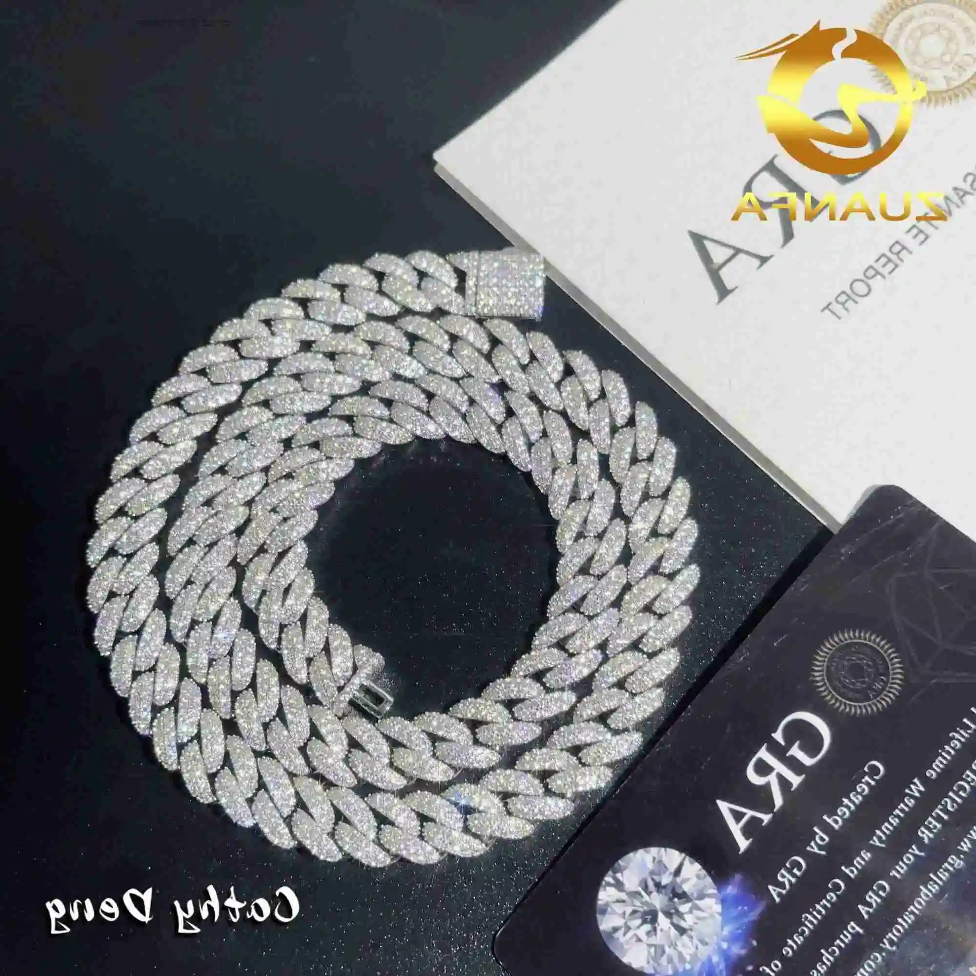 

New 10mm Classic Moissanite Cuban Chain Instock Iced out Hip hop Jewelry 92.5% silver Pass Diamond Test Miami cuban chain