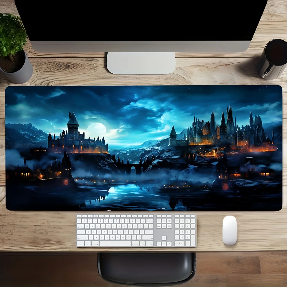 Super large Gaming Mouse Pad table mat Castle Scenery Durable natural rubber base Office gaming gift gamers desktop accessories