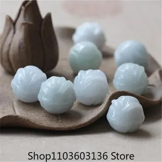 

10 шт. натуральных нефритовых бусин в форме розы, 10 мм, для рукоделия, браслетов, украшений, модный амулет на удачу, ручная резьба