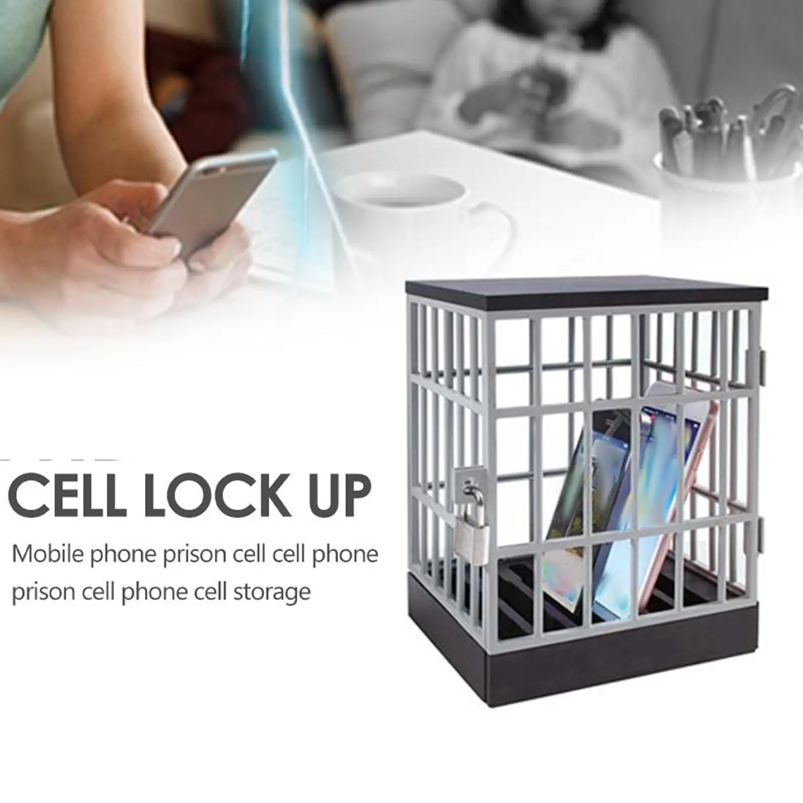 Cell Phone Lock Box with Jail Prison Fun Multi Function Gift Locking Cage for Kids Adults Cell Phones Office Party Gadget Snacks