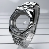 Caja NH35 de 39mm con bisel de DJ, pulsera presidencial de acero inoxidable, cristal de zafiro para piezas Seik Mod aptas para caja de reloj con movimiento NH35 NH36