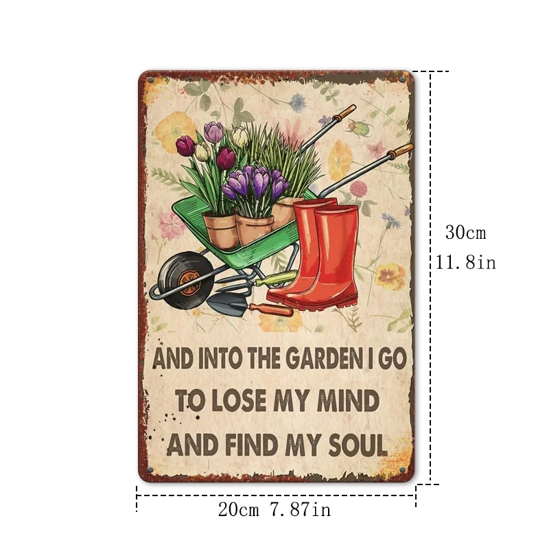 2D Flat, Funny Garden Sign I Go to Lose My Mind And Find My Soul Metal Sign Garden Sign Decor Outdoor Yard Sign Decor 51.61 X 77