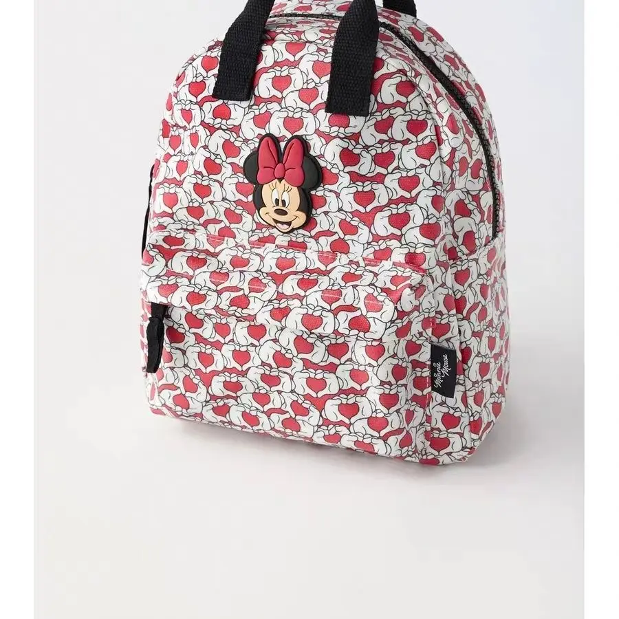 Disney Cartoon Shoulder Bag para crianças, Minnie Schoolbag para bebês, linda mochila, presente do jardim de infância, 28x24x12 cm