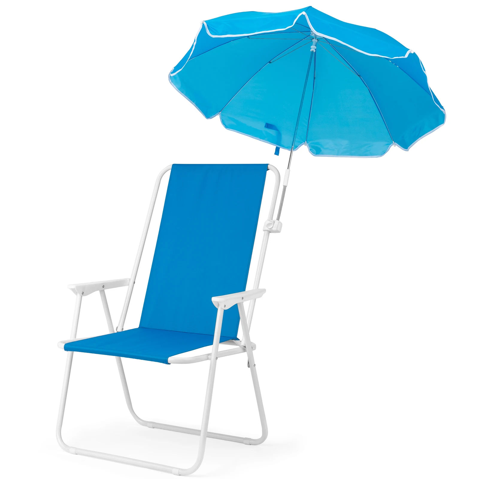 

1 Pack 120kg Load XL Beach Chair with Umbrella Royal Blue Stable Adjustable