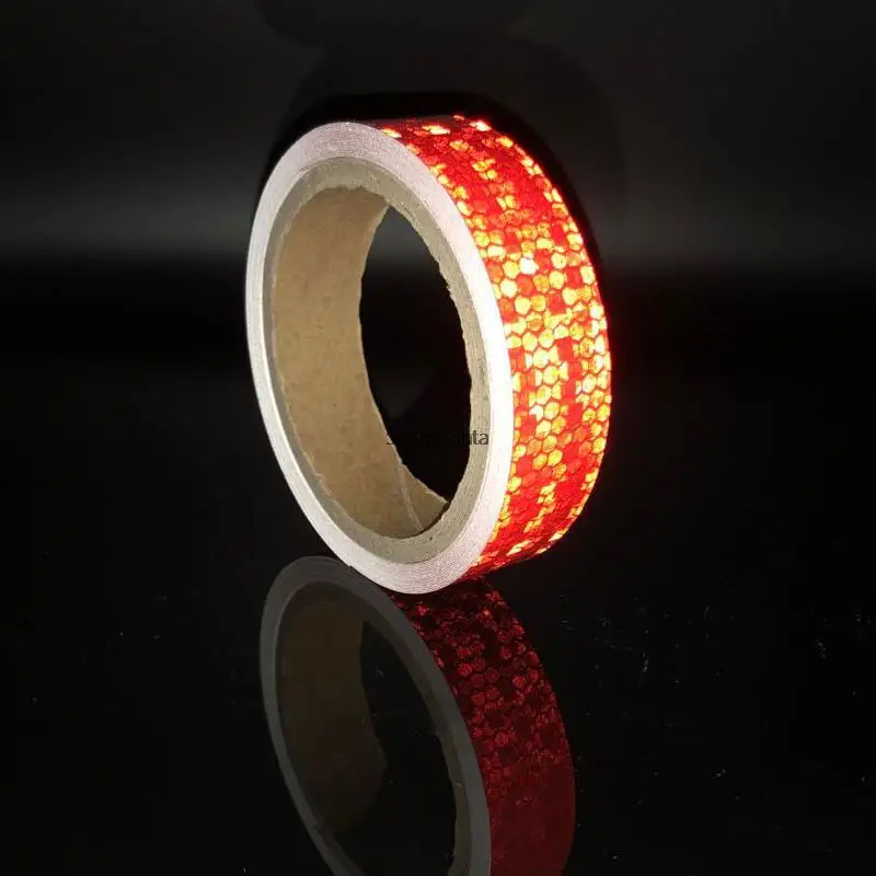 2.5 cm * 3 M Adesivo Riflettente Avvertimento Nastri di Visibilità Striscia Rosso Arancione Giallo Fluorescente Auto Riflettore Pellicola Accessori Per Biciclette