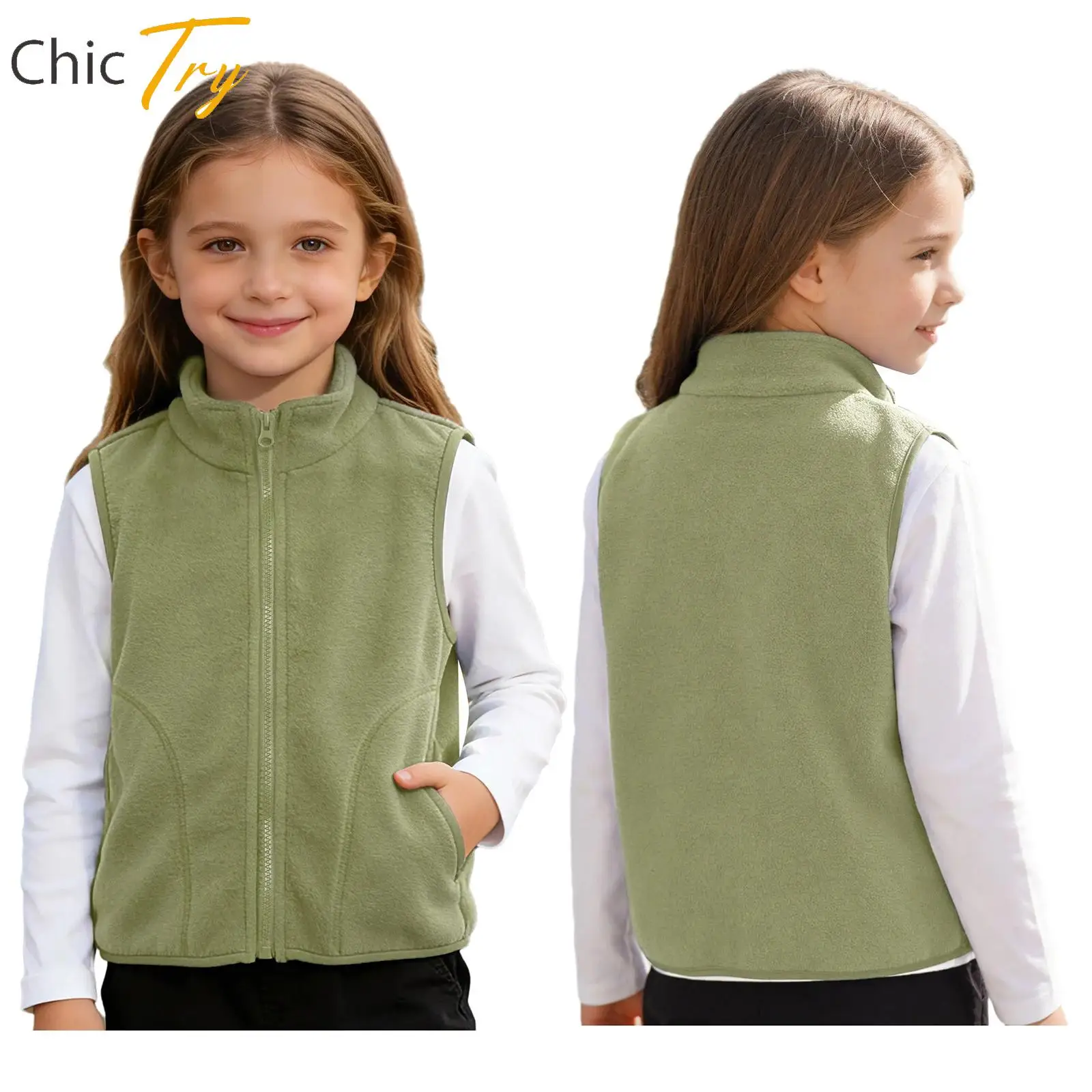 어린이 따뜻한 양털 조끼 소녀 소년 운동 탑 스포츠웨어 겉옷 휴일 자전거 타기 야외 활동을위한 민소매 따뜻한 재킷