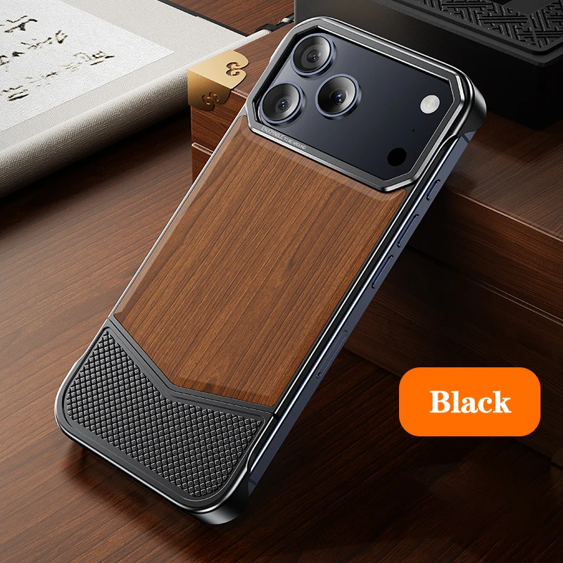 Eary for iPhone 17 Pro Max 17 Pro Wood Case Minimalist Bumper Frameless Shell Shockproof Anti-Drop Protective 17 Pro Phone Cover