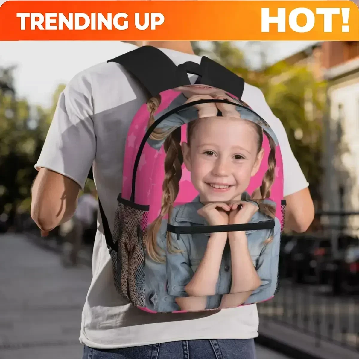 Custom Bag Like Nastya With A Colorful Cat Ears Headband Student Backpack School Bag Hiking Daypack For Men Women Bookbag Should