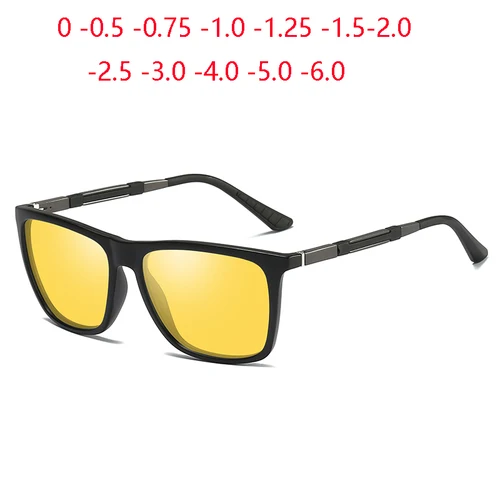 Imagen 1 del producto -0,5 -0,75 a -6,0 gafas de sol para miopía con lentes de visión nocturna graduadas, gafas de sol con dioptrías antideslumbrantes para mujeres y hombres