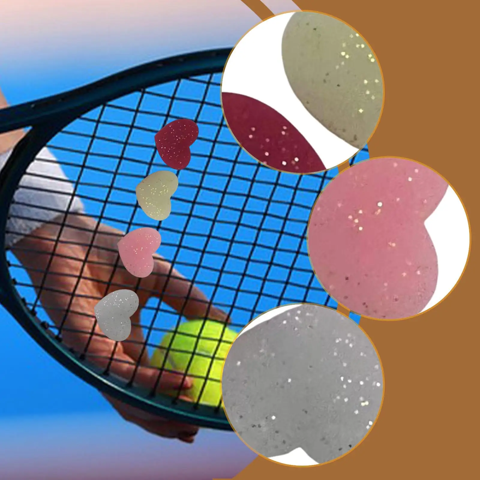 4x Tennis Racket Dampener Tennis Vibration Dampener Supplies Training Aid Easy Installation Racket Shock Absorber for Gifts